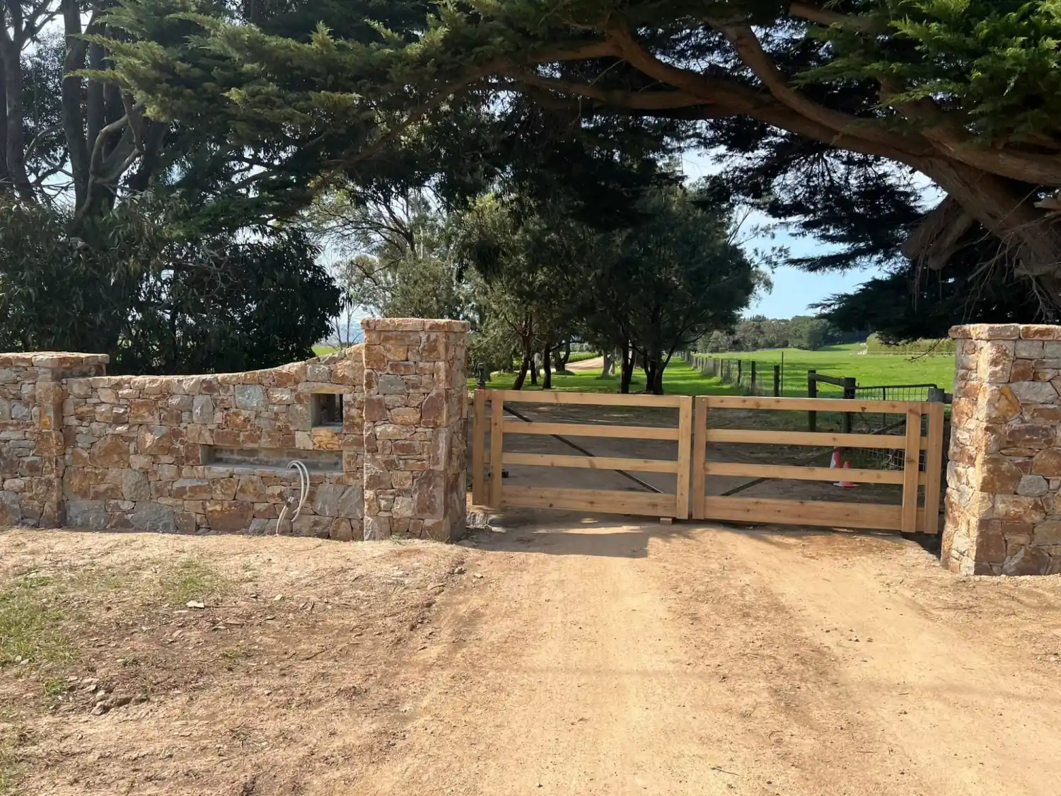 Wood privacy gate installation in Indianapolis neighborhood